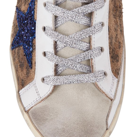 NIB Golden Goose Super-Star Leopard & Blue Glitter Star Sneaker, 38 - Picture 4 of 13